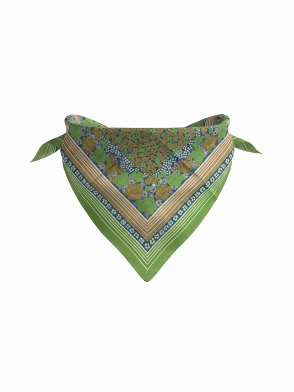 Retro Floral Hippie Handkerchief Green